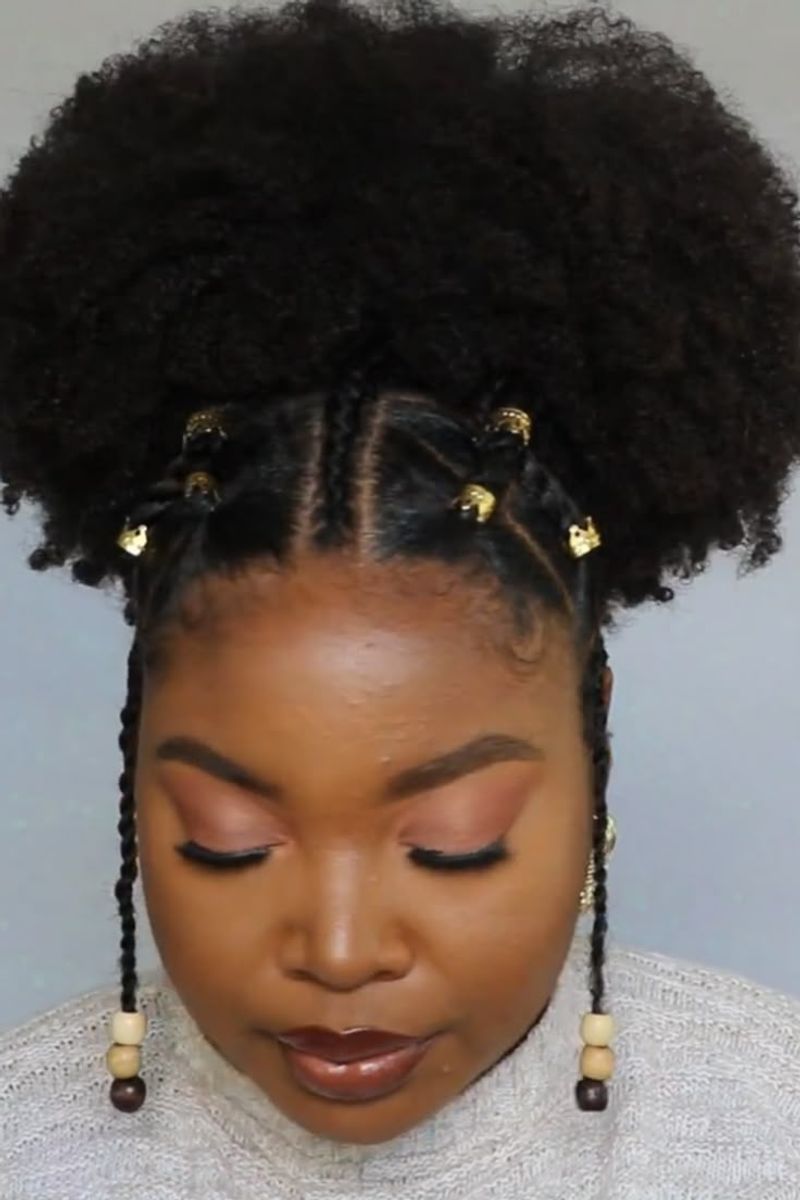Natural Curly Afro Puff