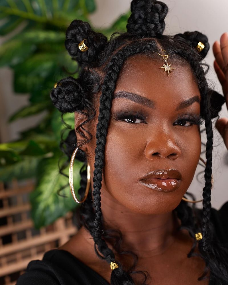 Bantu Knots with Golden Accents