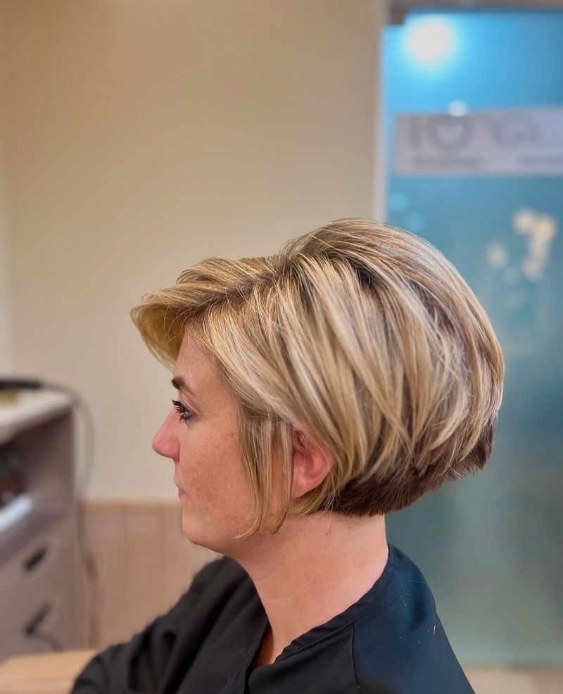 Layered Bob with Side-Swept Bangs
