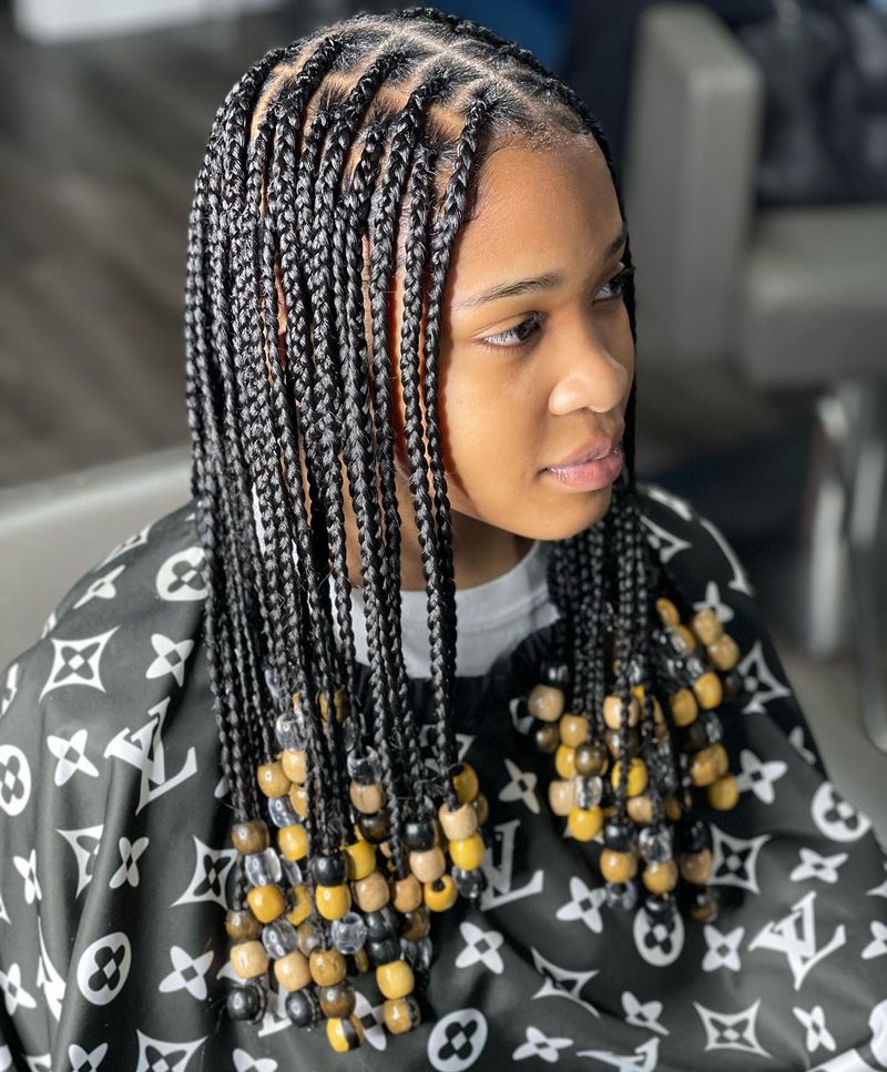 Box Braids with Beaded Ends