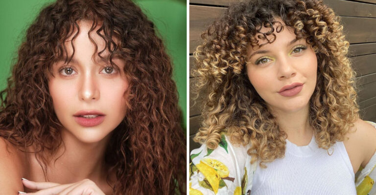 20 Ways To Rock Curtain Bangs With Curly Hair
