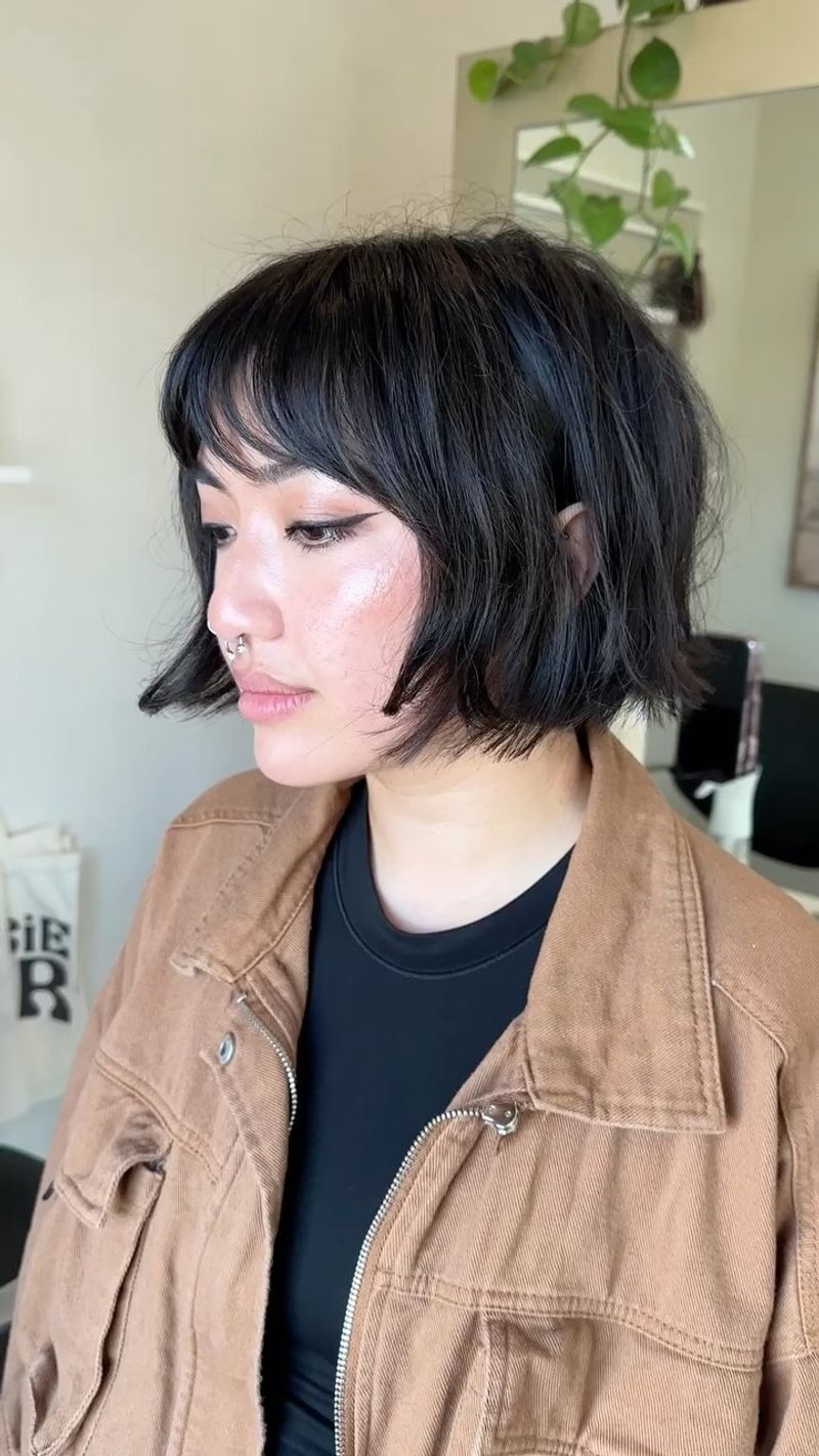 Chin-Length French Bob with Micro Bangs