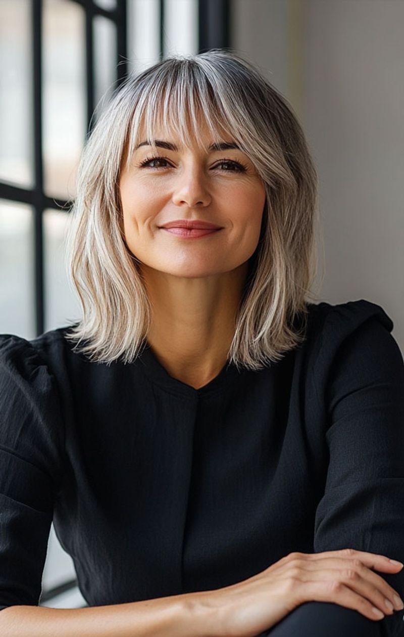 Face-Framing Lob with Bangs