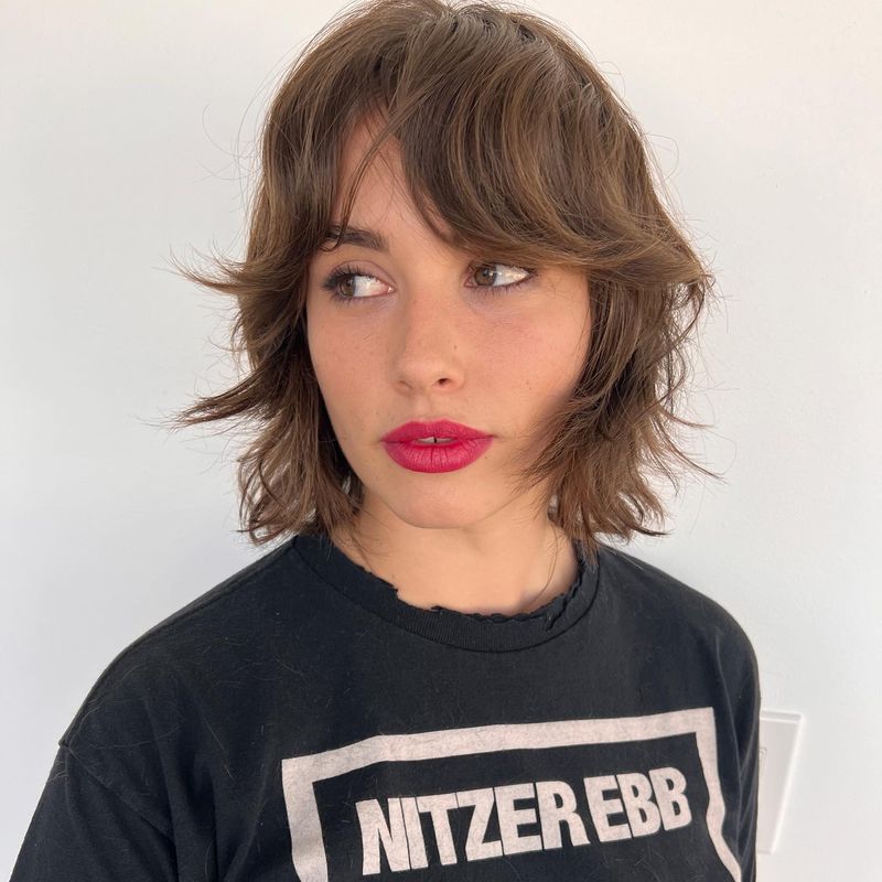 Shaggy Layered Bob with Side-Swept Bangs