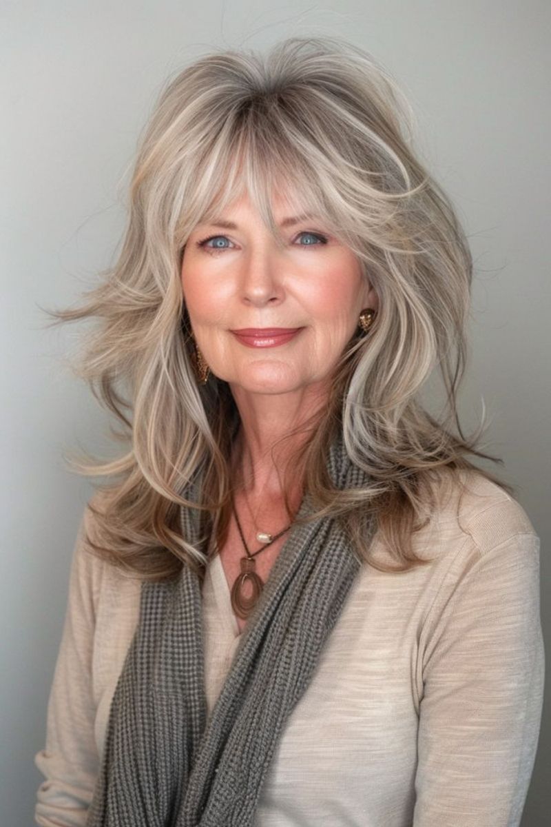 Mid-Back Waves with Bangs