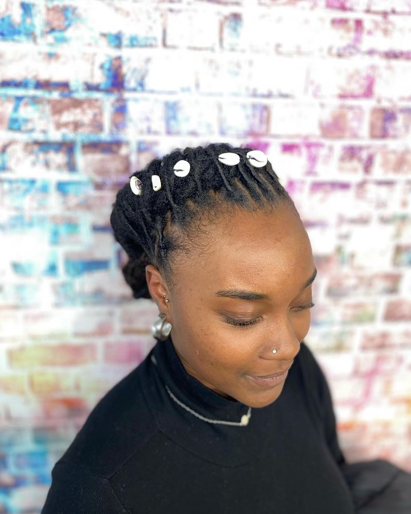 Crown Braids with Cowrie Shells