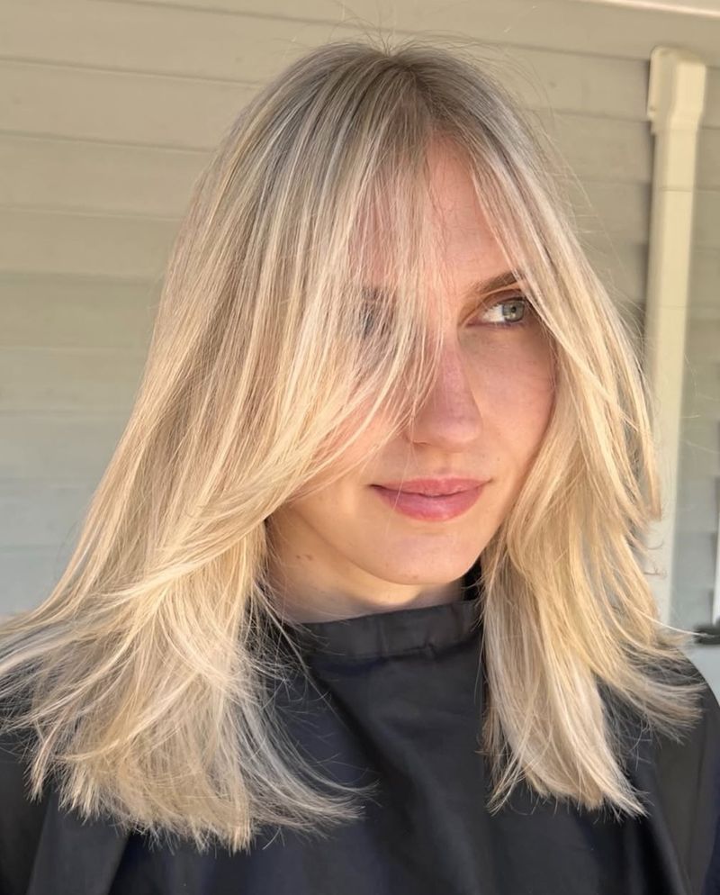 Blended Lob with Wispy Ends