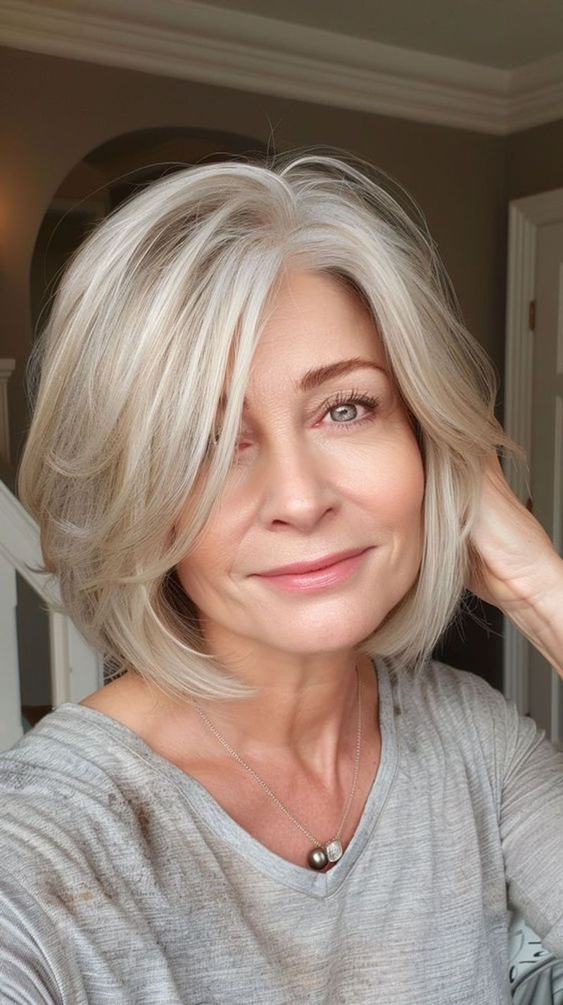 Layered Chin-Length Cut with Side Part