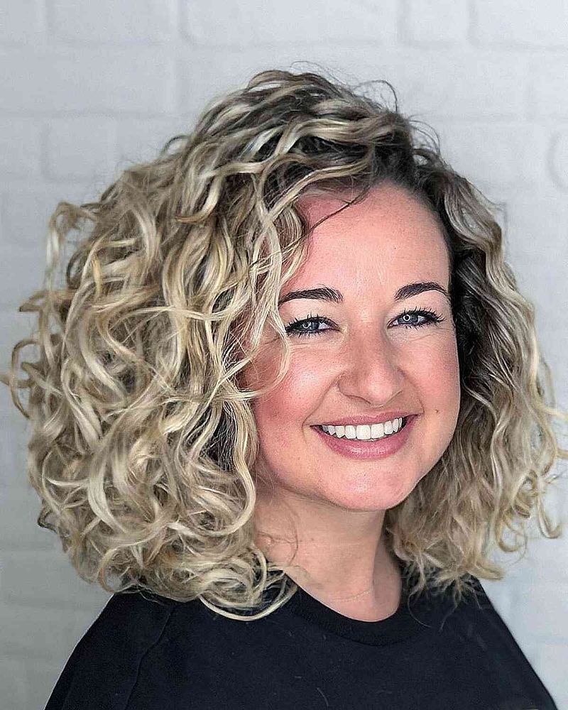Curly Bob with Height on Top