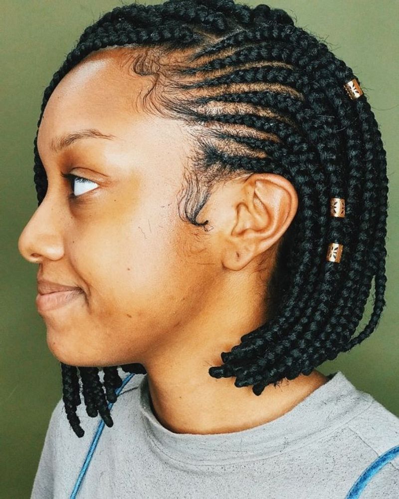 Bob Braids with a Side Part