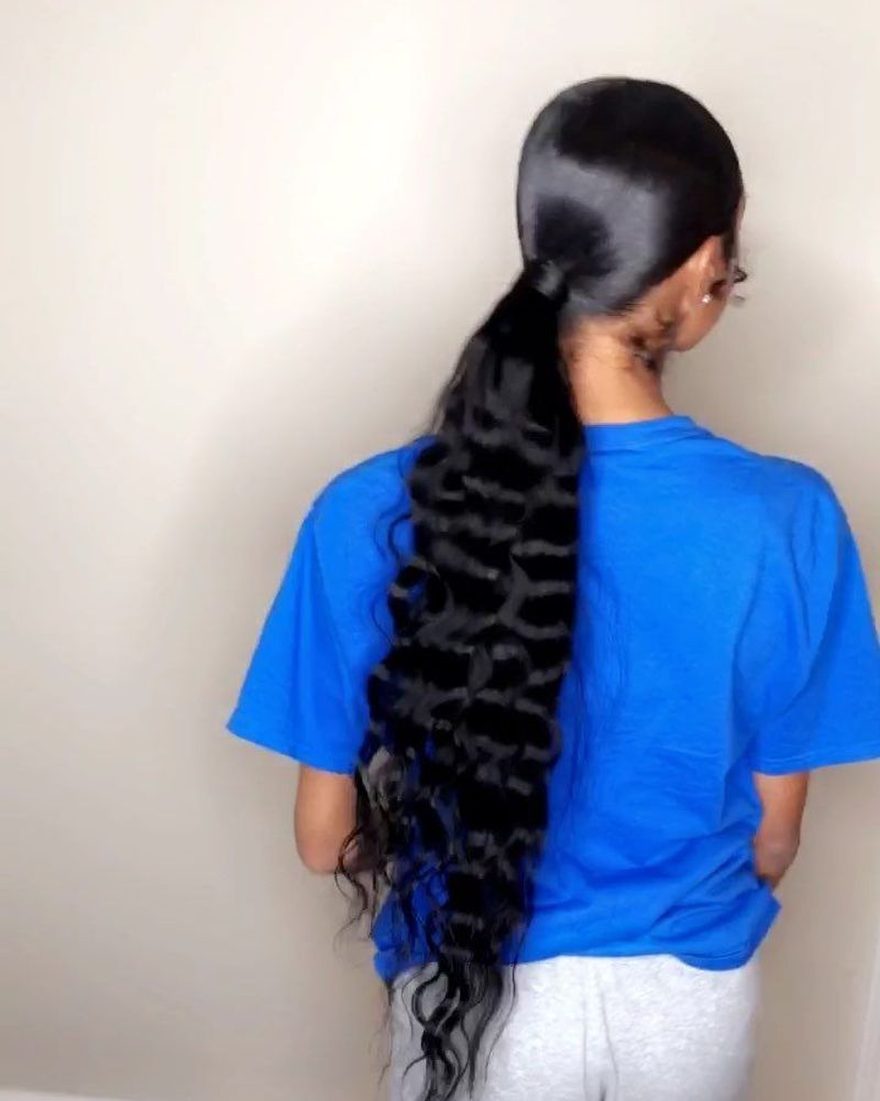 Side Ponytail with Crimped Ends