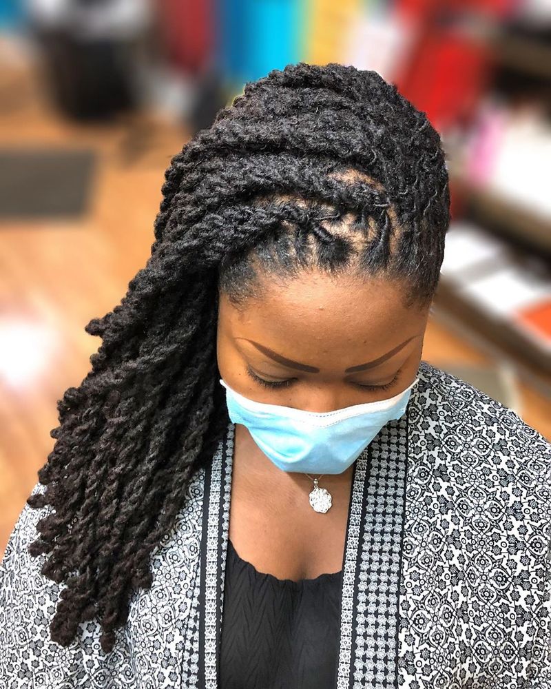 Side-Swept Braided Locs