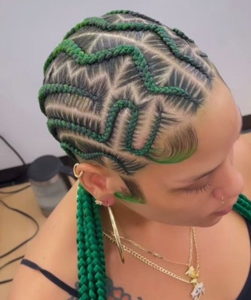 Tribal Braids With Colored Extensions