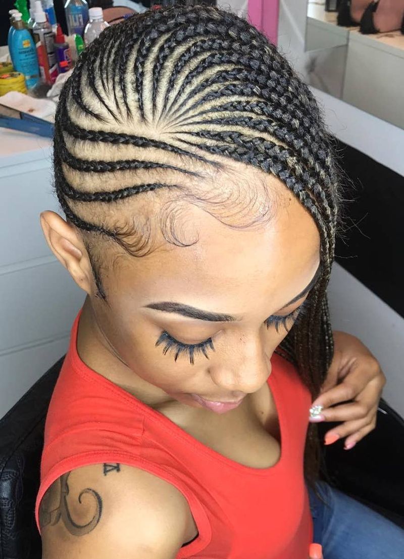 Side-Swept Triangle Box Braids