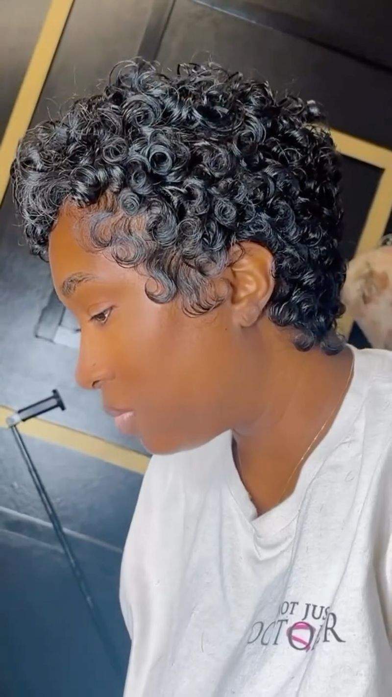Curly Pixie With Volume