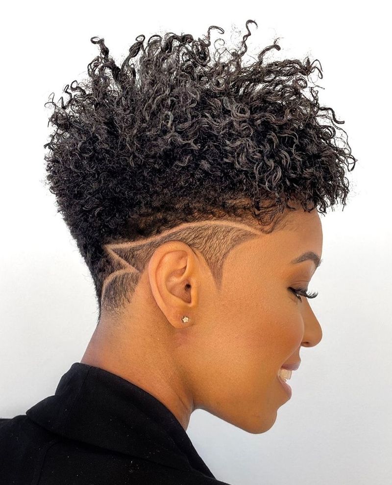 Cropped Curls With Temple Fade