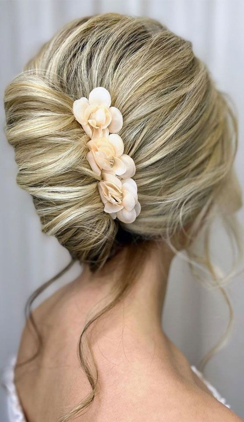 French Twist with Floral Side Comb