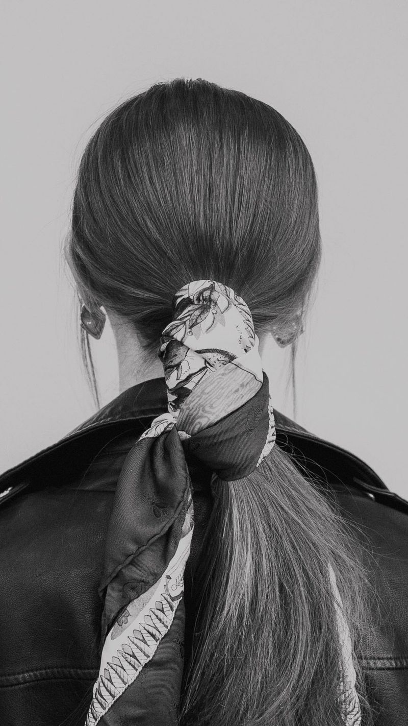 Low Ponytail with Scarf Accent