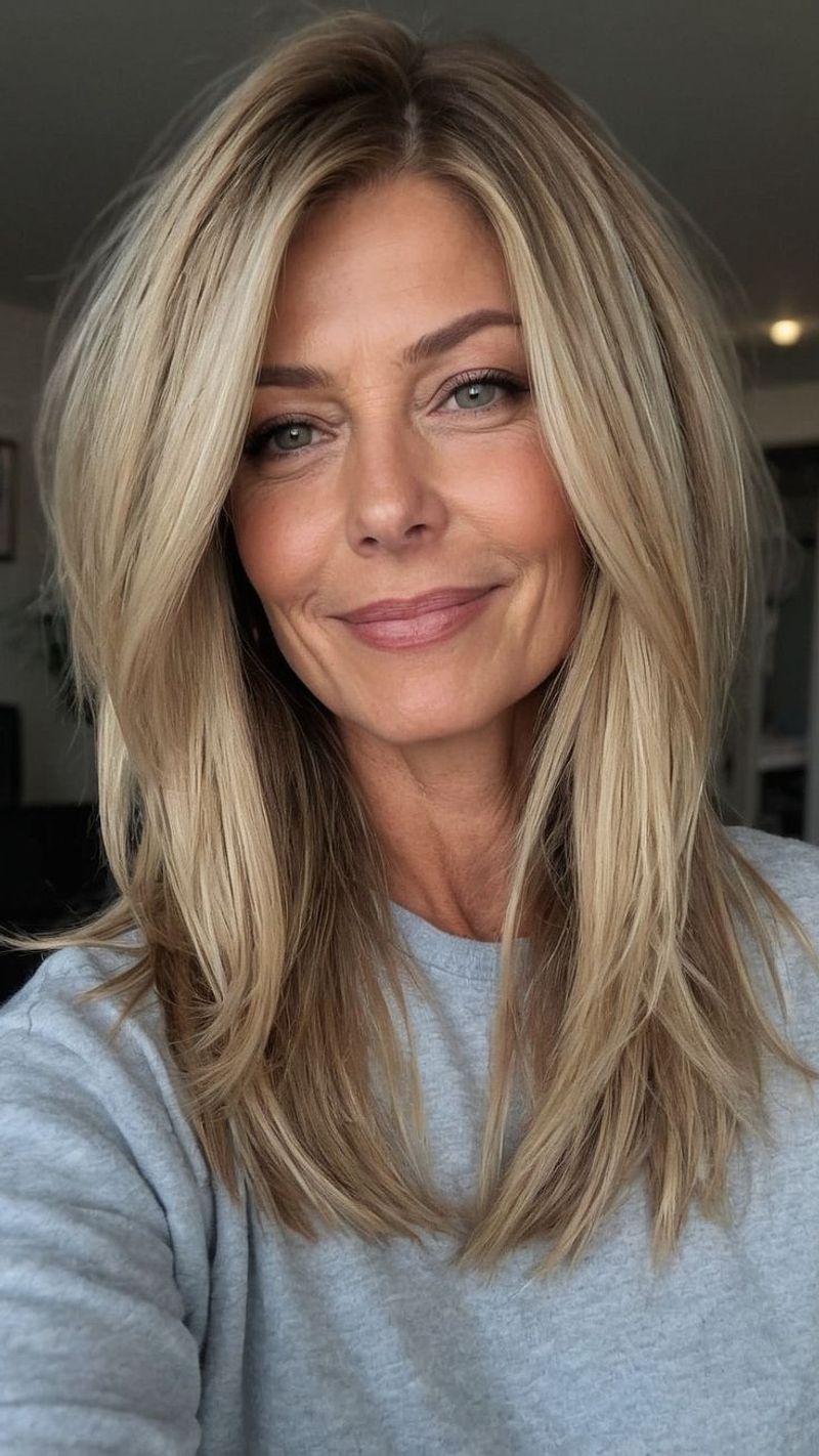 Layered Mid-Length with Side Part