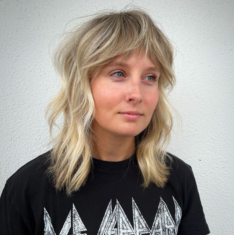 Wavy Lob with Soft Fringe