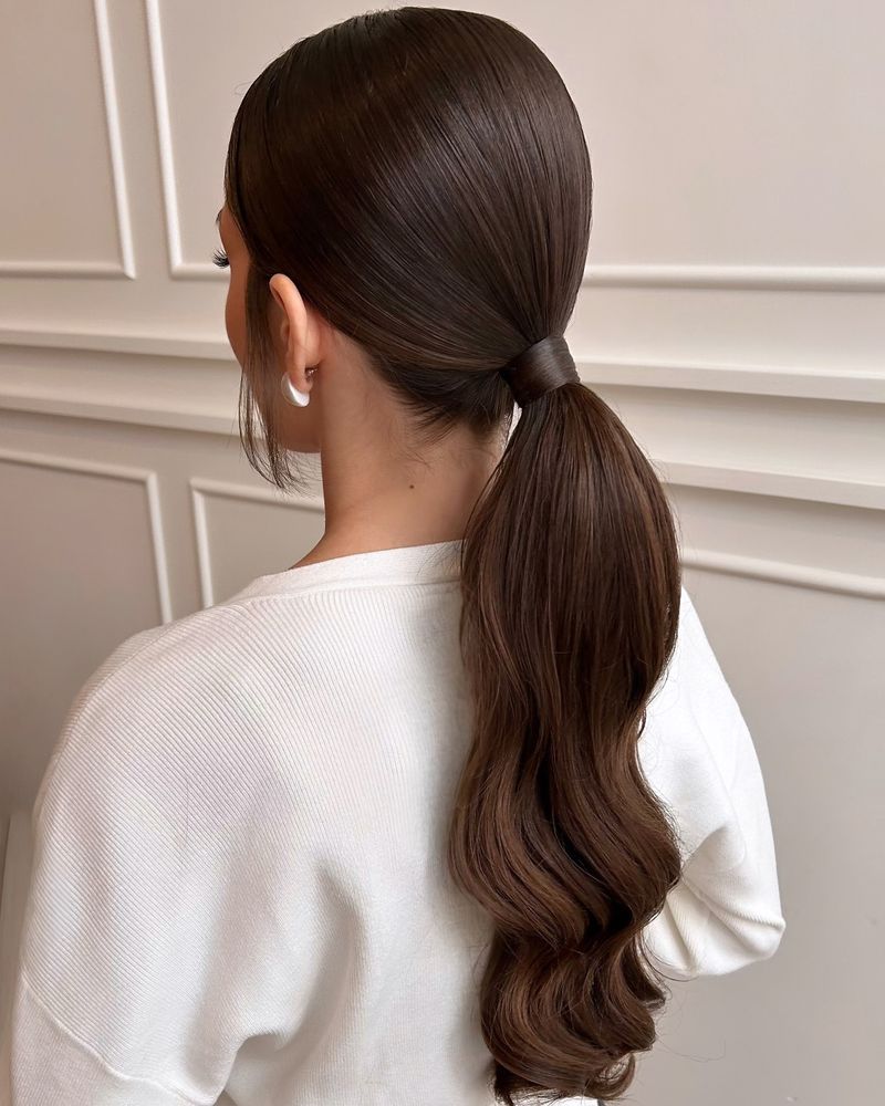 Sleek Low Ponytail With Wrap