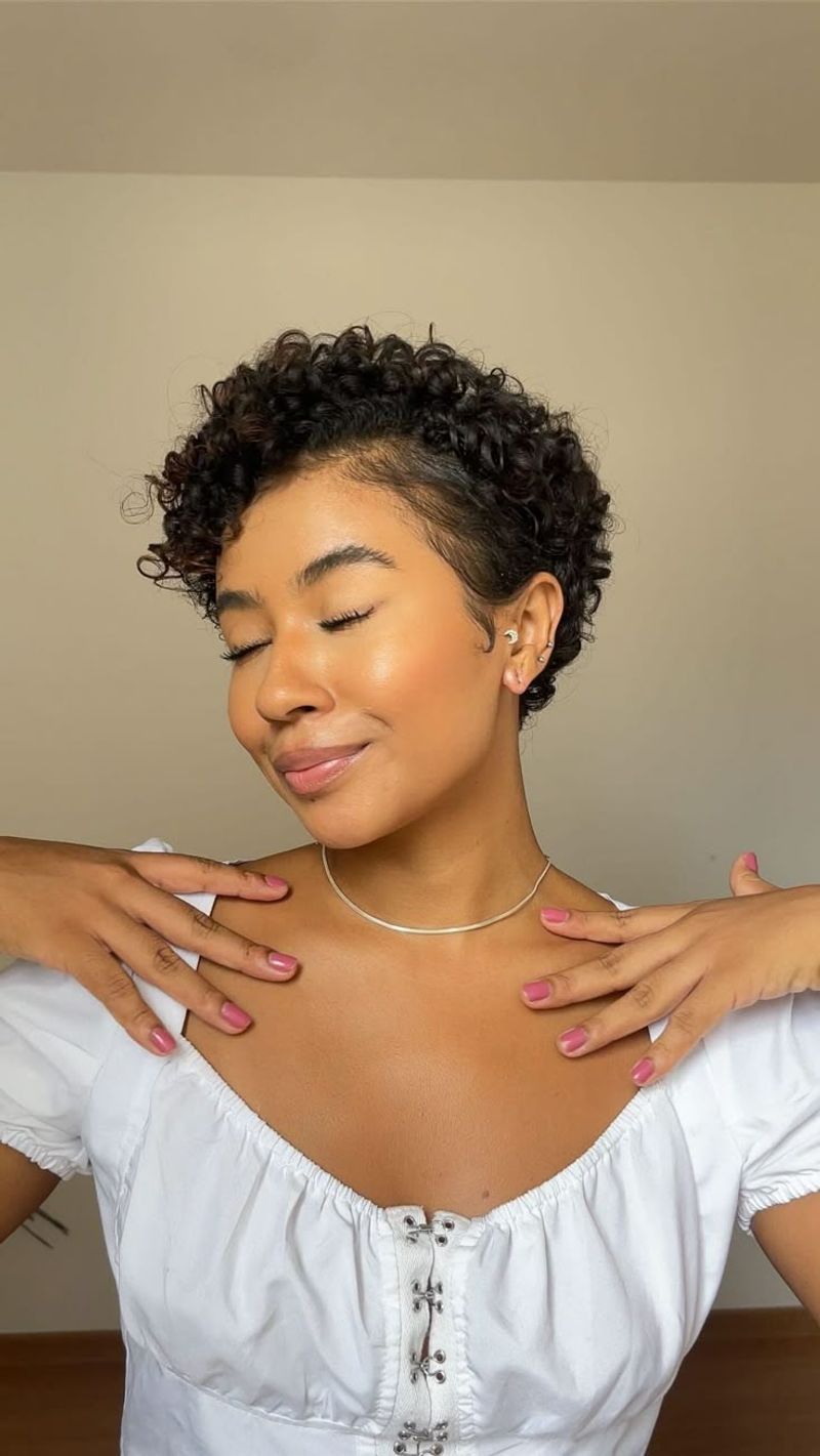 Curly Pixie with Shaped Layers