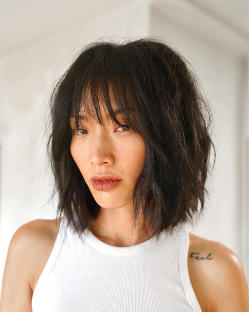Layered Lob with Blended Fringe