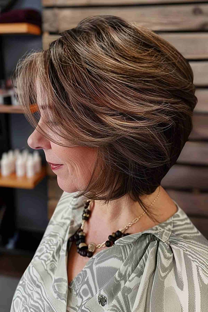 Layered Graduated Bob with Side-Swept Bangs