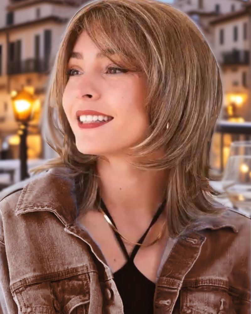 Mid-Length Layers with Side-Swept Bangs