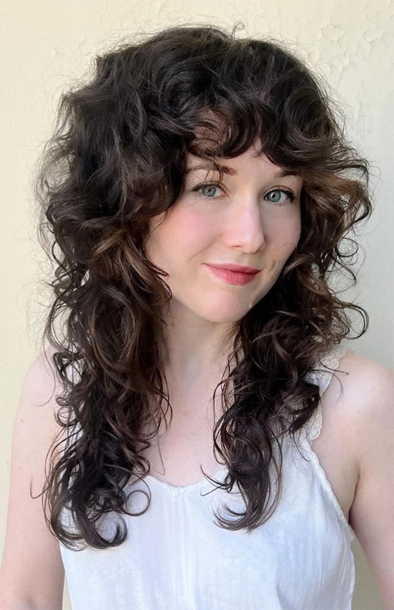 Curly Shag with Curtain Bangs