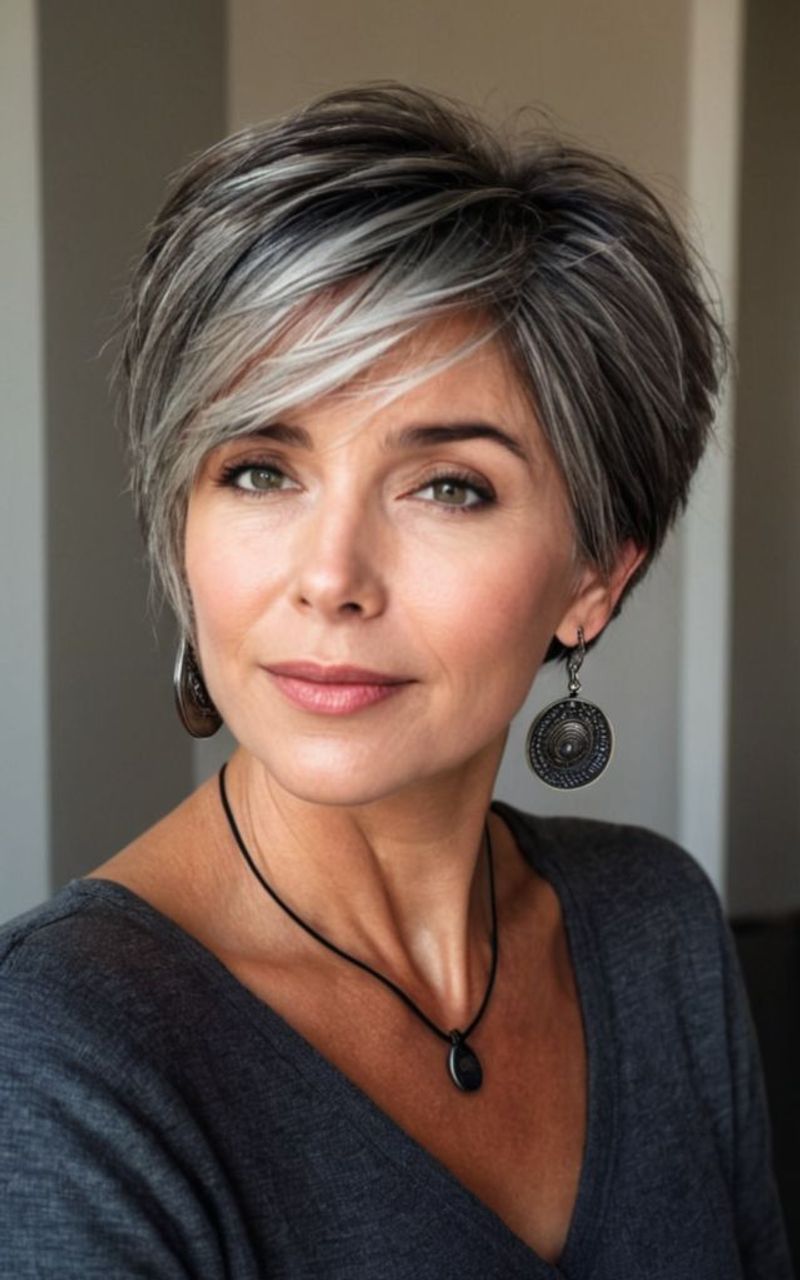 Elegant Crop with Side-Swept Bangs