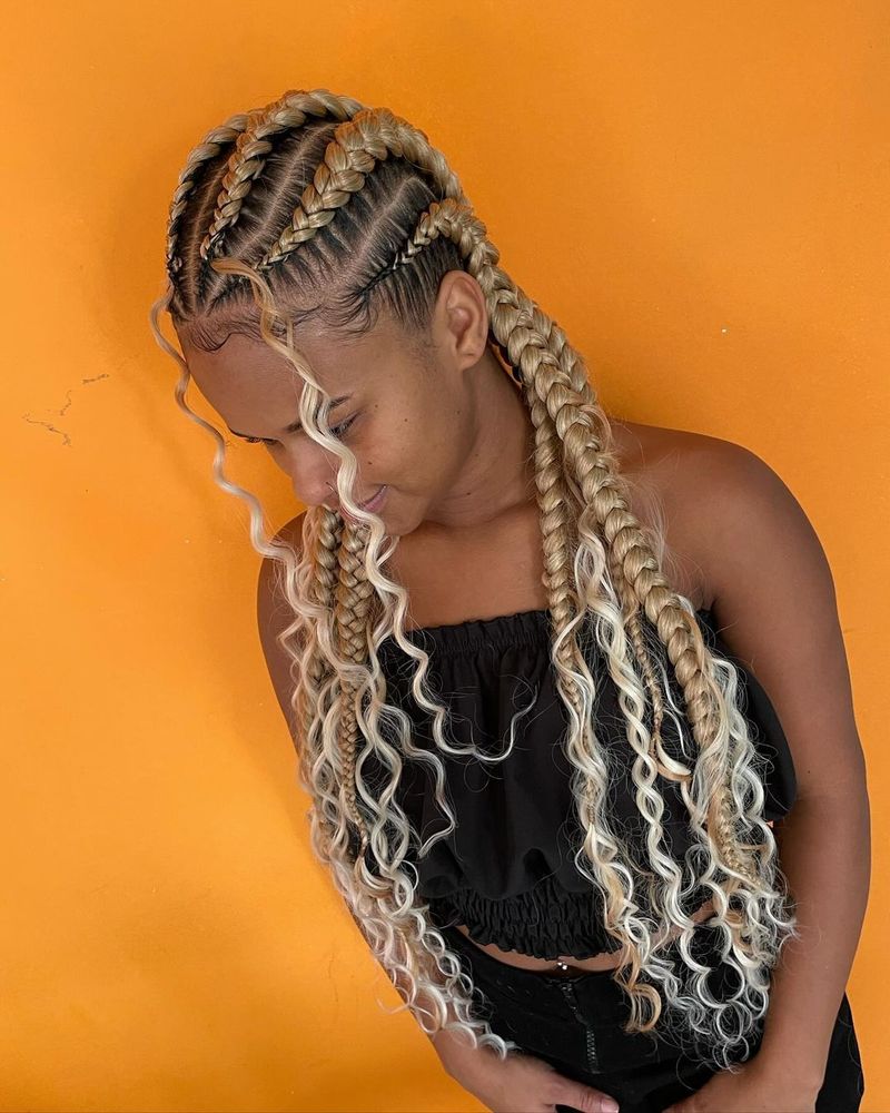 Jumbo Ghana Braids with Curled Ends