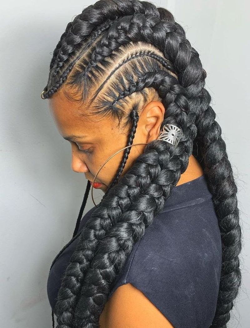 Jumbo Ghana Braids with Gold Cuffs