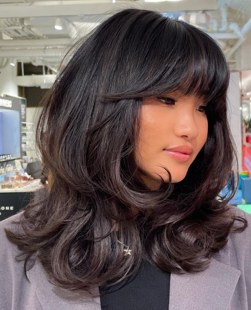 Blunt Bangs with Mid-Length
