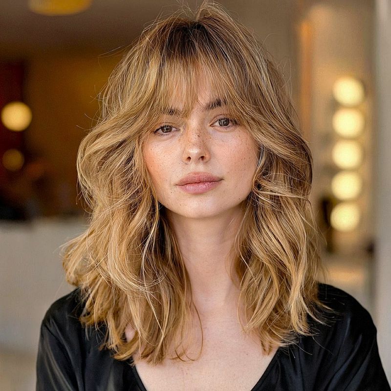 Midi Cut with Curved Bangs