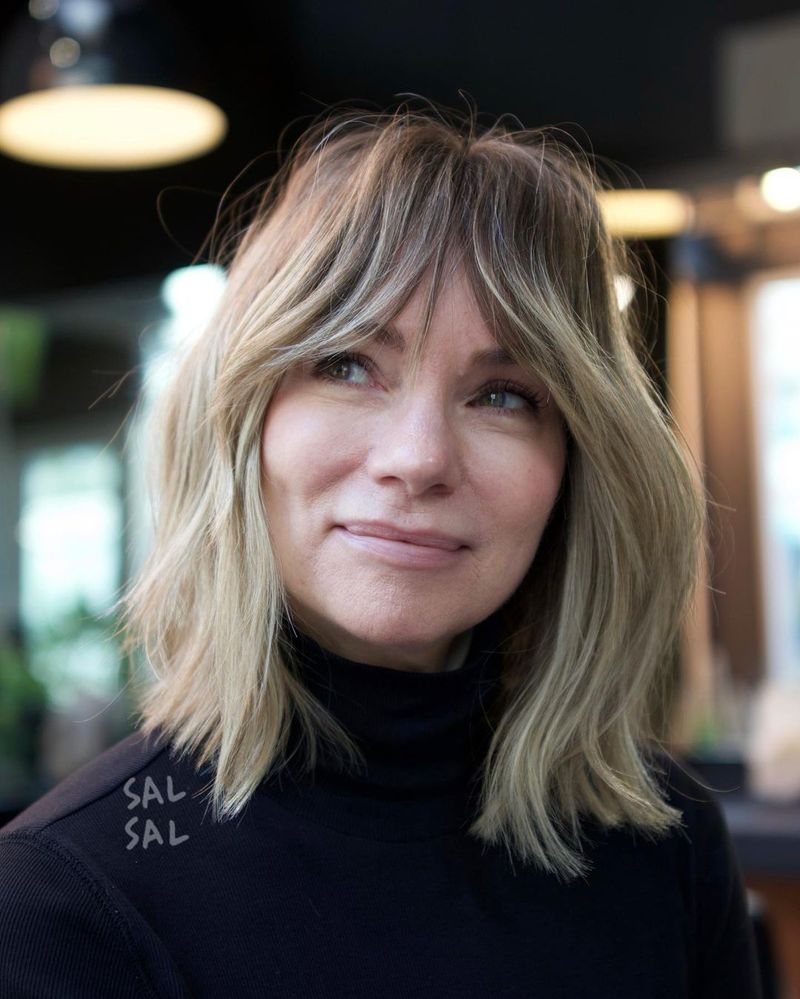 Relaxed Mid-Length with Curtain Bangs