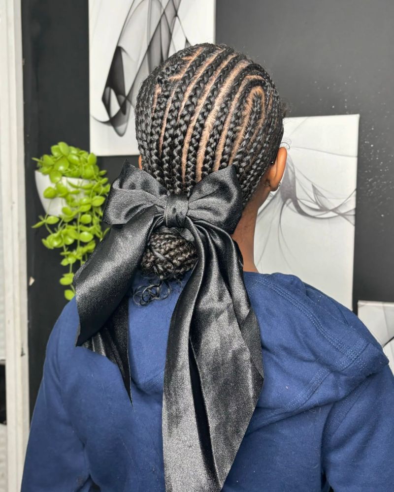 Braided Chignon With Scarf Accent