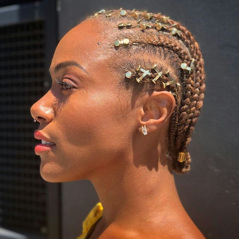 Cornrows with Decorative Center Part