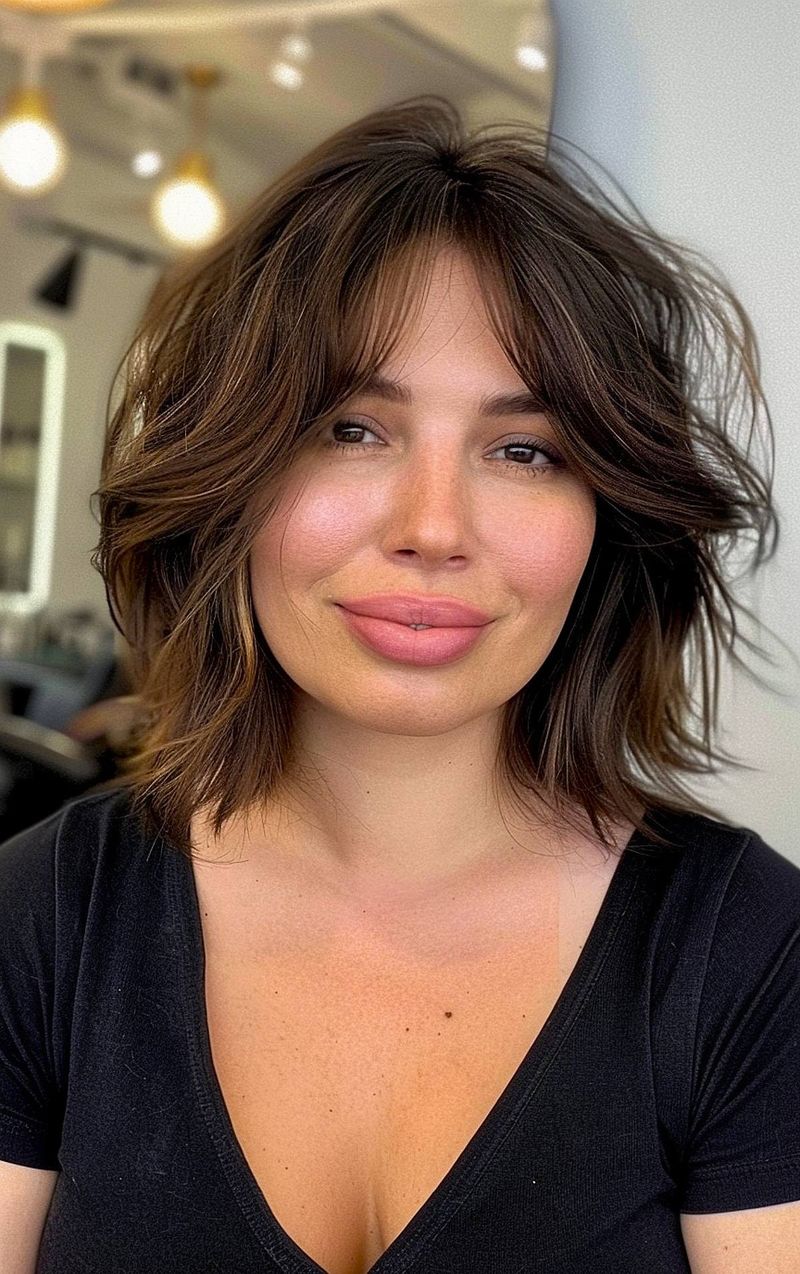 Shaggy Bob for Pear-Shaped Faces