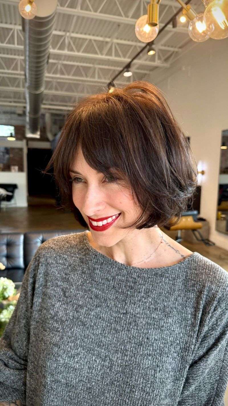 Airy Bob with Curtain Bangs