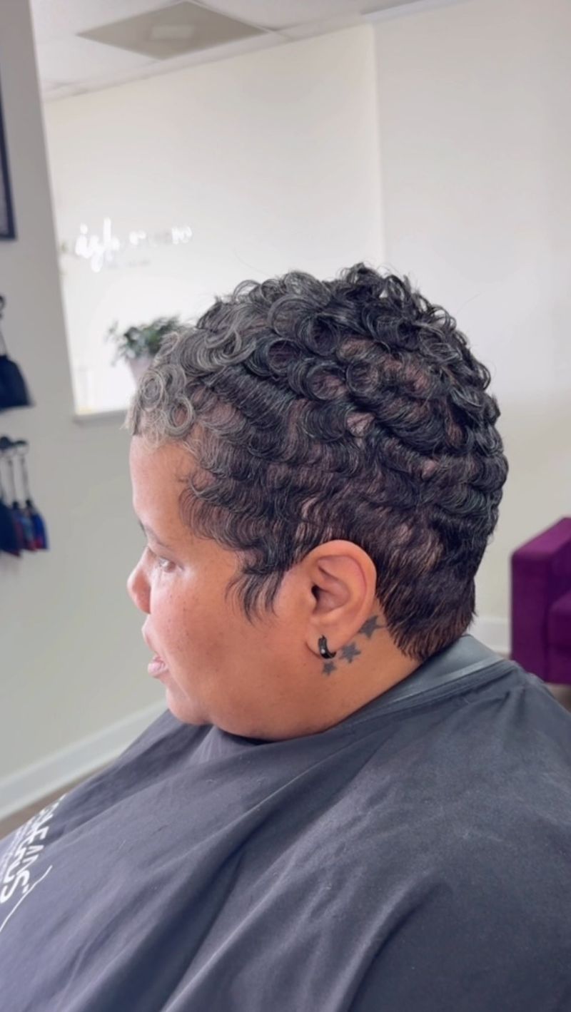 Curly Pixie with Tapered Nape