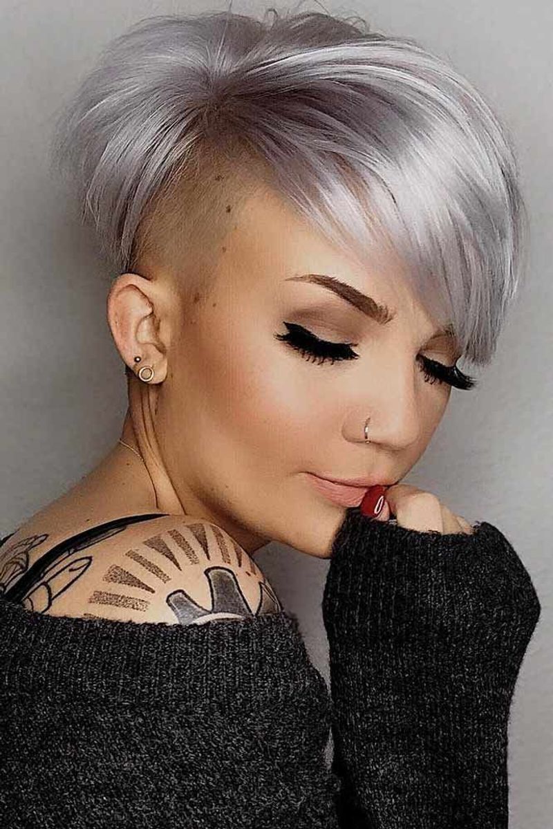 Edgy Undercut Pixie with Long Side Fringe