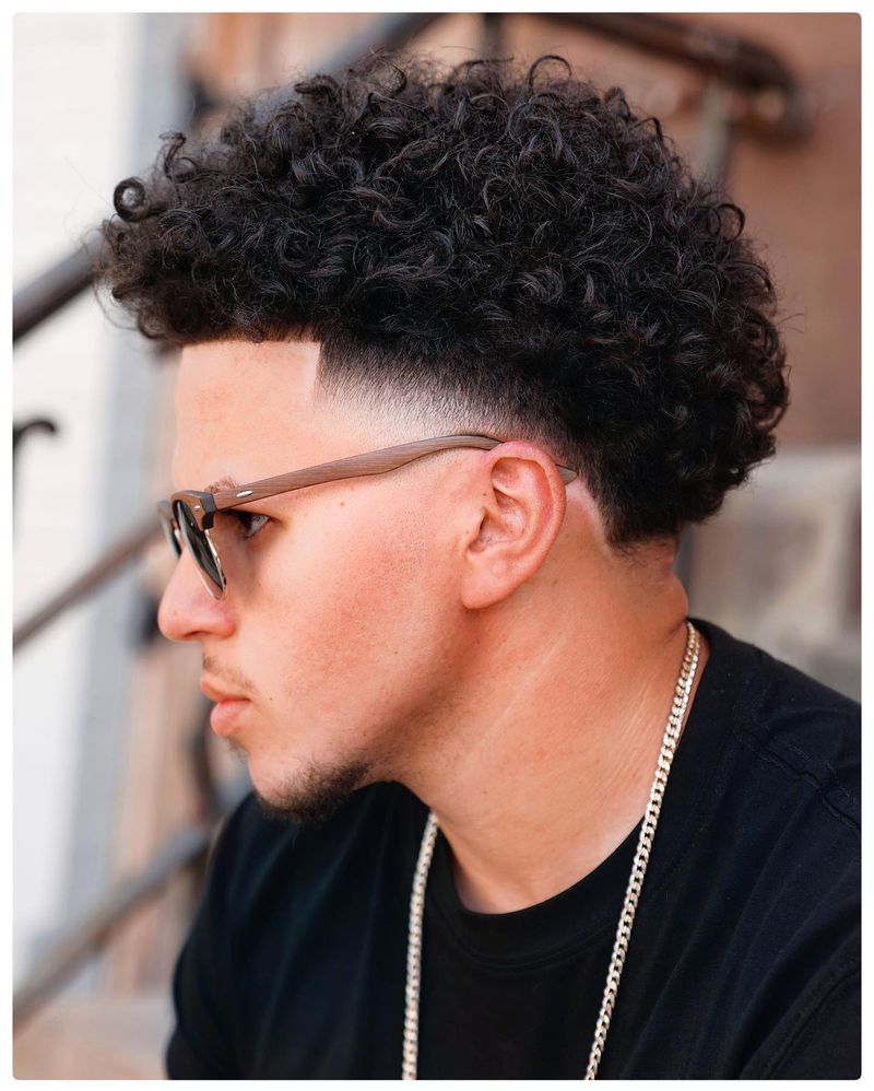 Curly Top with Skin Fade