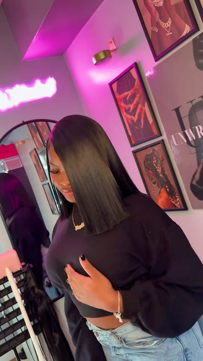 Blunt Bob with Deep Side Part