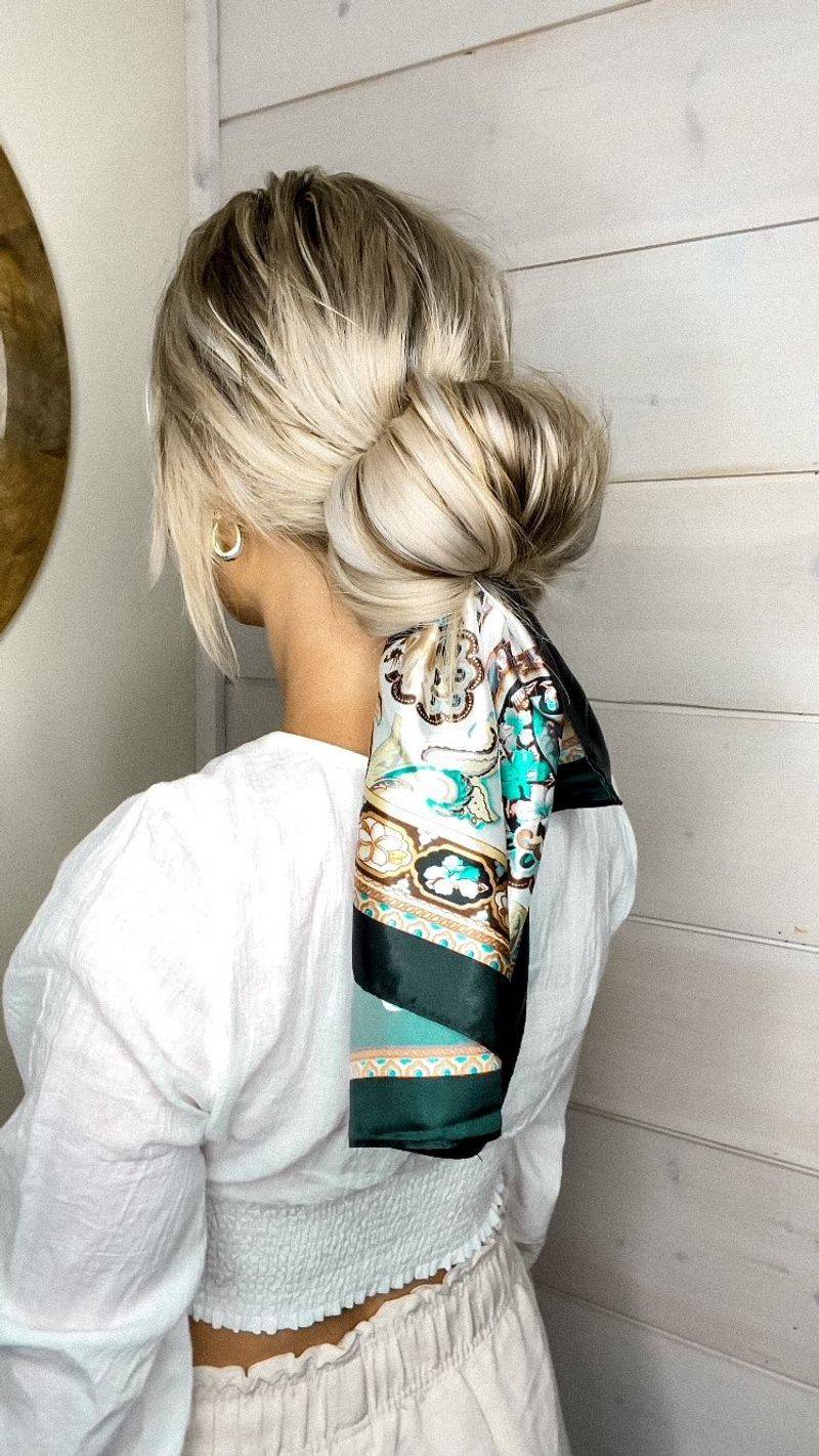 Scarf-Wrapped Low Bun