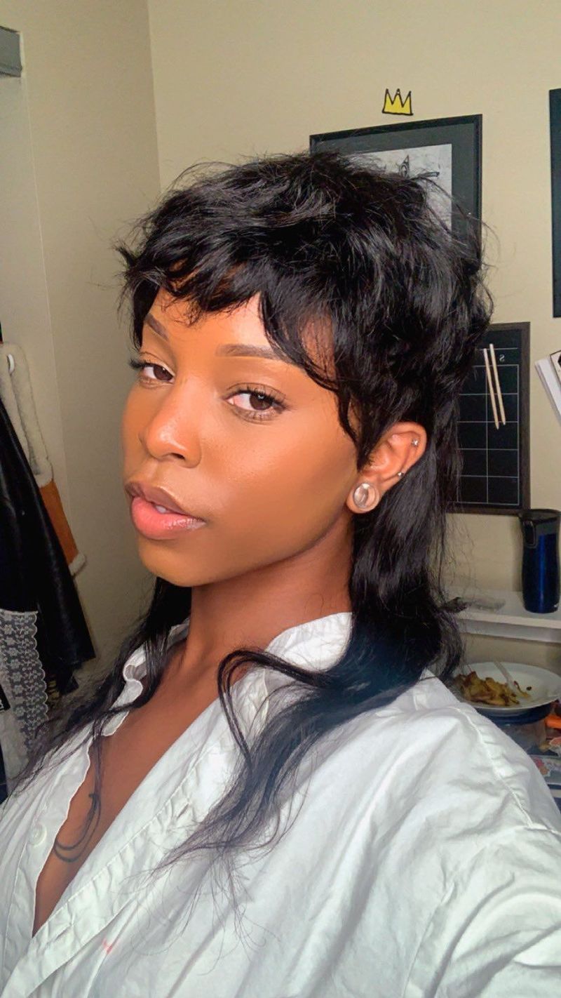 Curly Mullet With Textured Fringe