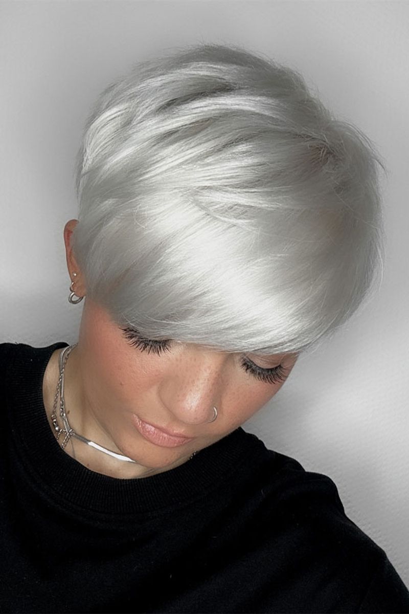 Platinum Blonde Side-Part Pixie