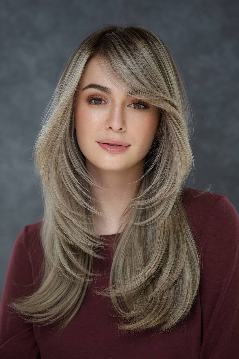 Sleek Straight Cut with Side-Swept Bangs