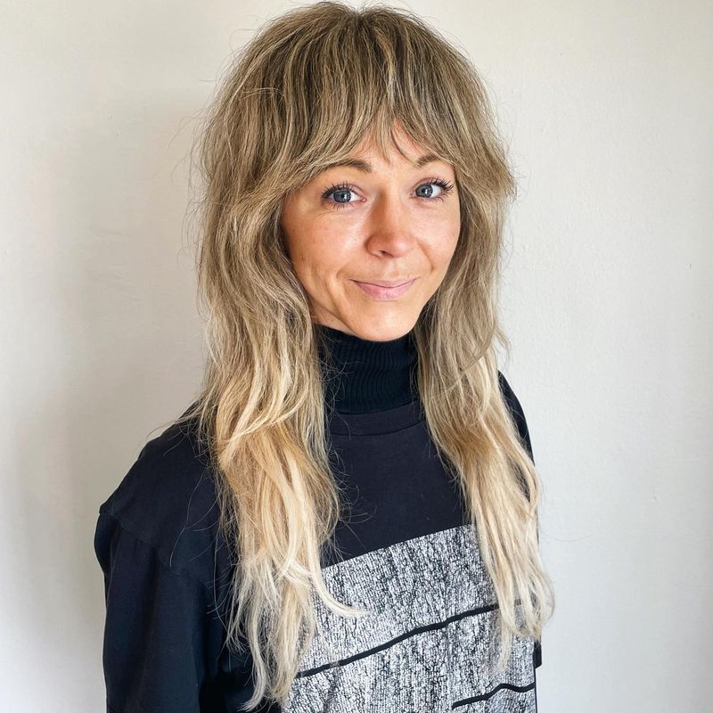 Textured Shag with Curtain Bangs