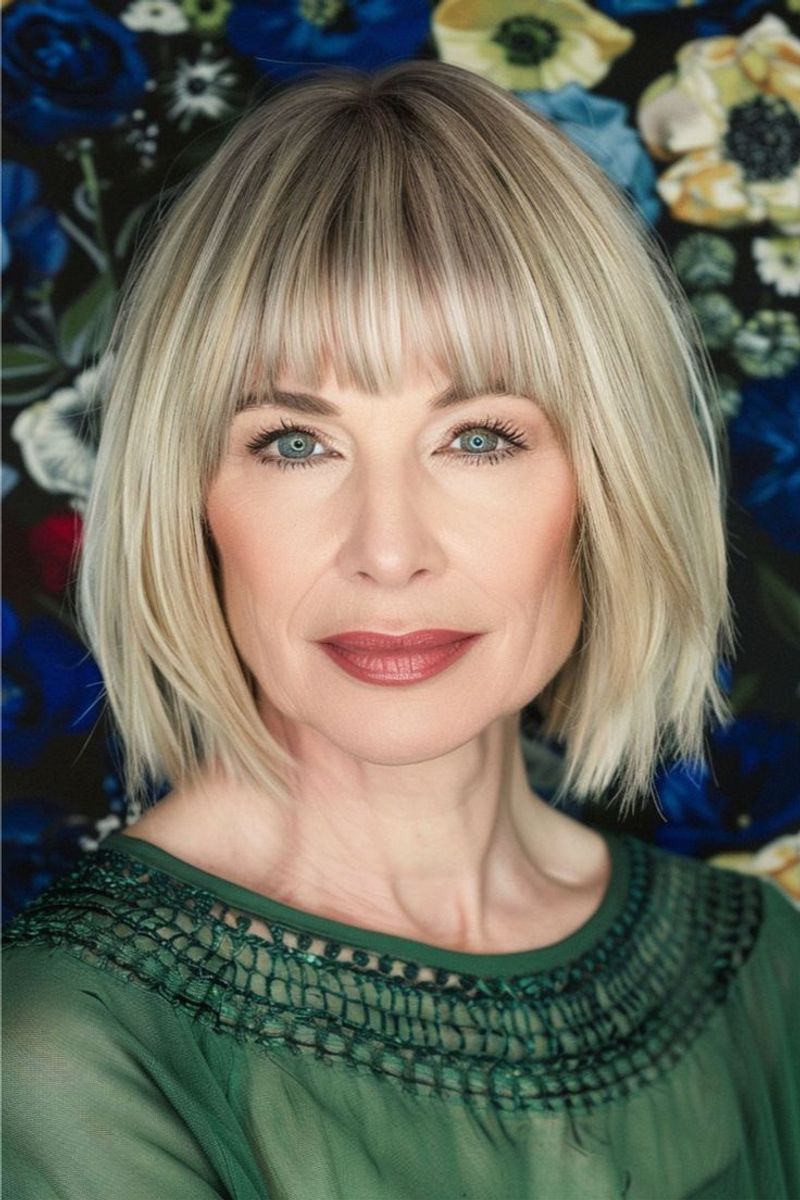 One-Length Lob with Blunt Bangs